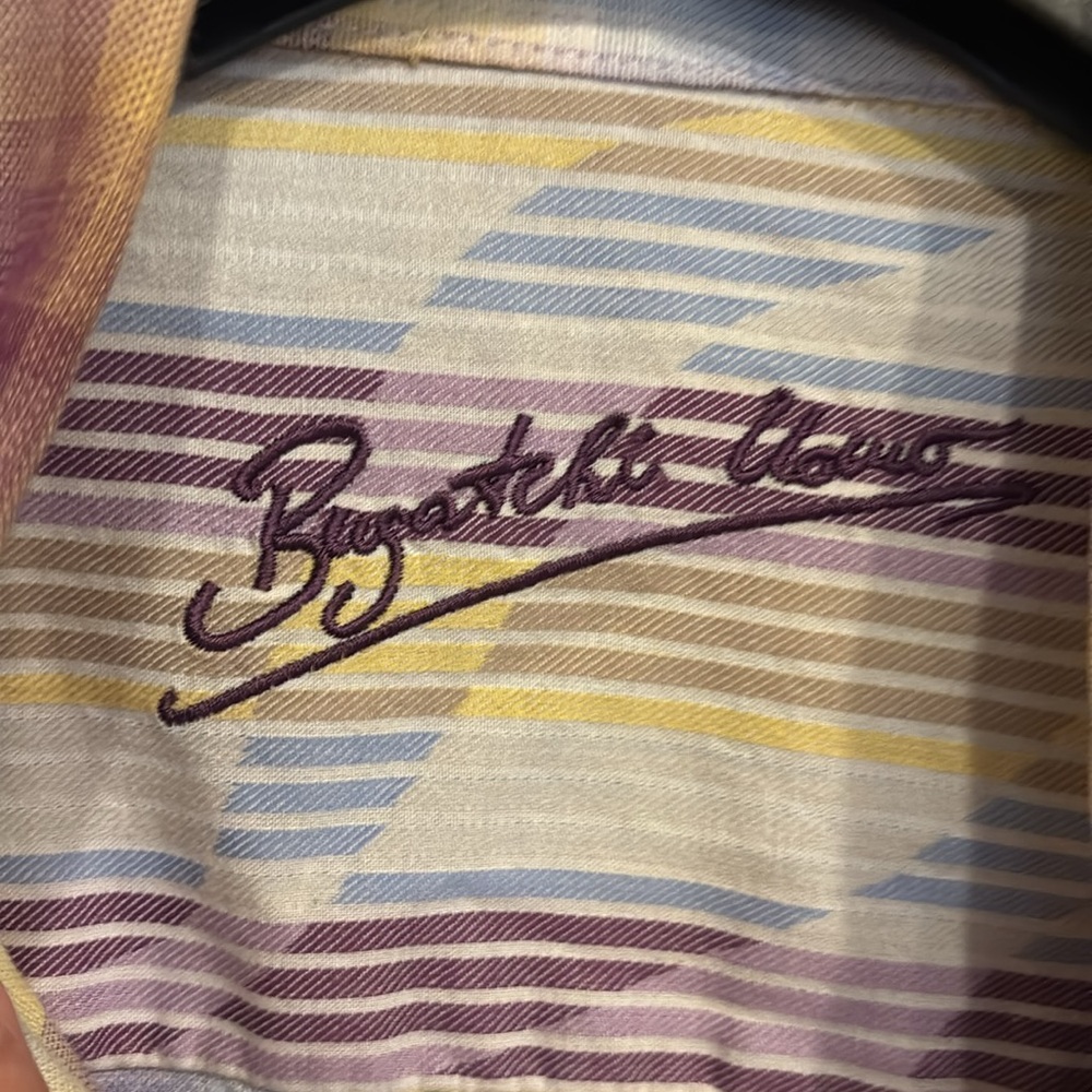 Plaid Men's Shirt in Purple and Yellow - Picture 2 of 3